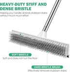 SetSail Upgraded Large 12 in Wide Floor Scrub Brush with 51-Inch Long Adjustable Handle 2 in 1 Scrape Brush Stiff Bristle Floor Scrubber for Cleaning Shower Bathroom Garage Kitchen Wall Deck Tub Tile