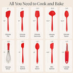 GIR: Get It Right 10-Piece Silicone Ultimate Kitchen Utensil Set – Spatulas, Ladle, Flip, Spoons, Whisk, Peeler & Spoonula – Nonstick, Non-Toxic, Heat-Resistant – Red