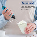 FoodVille MF05 Rechargeable Milk Frother USB Charging Handheld Foam Maker with Stainless Balloon Whisk for Cappuccino, Latte, Bulletproof Coffee, Keto Diet, Protein Powder, Matcha (Azure Blue)