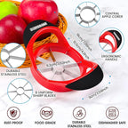 SCHVUBENR 3.5 Inch Apple Slicer - Professional Apple Cutter - Stainless Steel Apple Corer - Super Sharp Apple Slicer and Corer - Apple Tool with 8 Sharp Blades(Red)