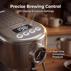 HIBREW H10B - Professional Espresso Machine - Cappuccino Maker with Milk Frother, Adjustable Temperature & Cup Volume, with Display, Pressure Gauge & Stainless Steel Body