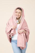 EverSnug Travel Blanket and Pillow - Ultra-Soft, Compact & Lightweight, 65x40 Inches, with Carry Case, Luggage Sleeve & Backpack Clip for Airplane Comfort (Light Pink)