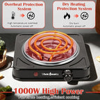 Vivicreate Electric Hot Plate, Portable Countertop Electric Cooktop, Adjustable Temperature Control, 110V Extra Burner for Apartment, Dorm, RV, Small Kitchen (Single Coil Burner)