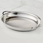 Hestan Provisions Oval Roasting Pan and Au Gratin Dish, 5.5 Quart Clad Stainless Steel, 17.5 x 14 Inch - Designed with Thomas Keller, Oven Safe 600F, Dishwasher Safe