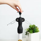 True Duke Winged Corkscrew Wine Opener, Multi-Purpose Bottle Opener for Beers and Soft Drinks, Stainless Steel and Non Slip Comfort Grip for Bartenders, Home Bar, Kitchen Essentials, Set of 1, Black