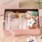 2 Pack Glass Cups with Bamboo Lids and Straws 16 oz, Gifts for Women, Drinking glasses set, Iced Coffee, Tea Cup, Cute Aesthetics Tumbler Cup, Mothers Day, Birthday Gifts for Her Mom
