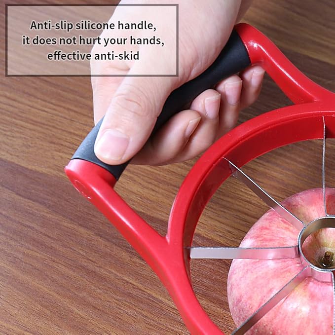 Newness Apple Slicer Corer, 8-Slice [Large Size] Premium Apple Slicer Corer, Cutter, Divider, Wedger, Stainless Steel Easy Grip Fruit Slicer with Sharp Blade for Apples, Pears and More, Red