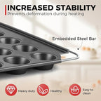 HONGBAKE 48 Cup Mini Muffin Pan, Small Cupcake Pan, Premium Nonstick Muffin Tin for Baking Cheesecake, Dishwasher Safe and Heavy Duty, Carbon Steel