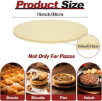 Round Pizza Stone for Grill and Oven- 15 inch Baking Stone Heavy-Duty Cordierite Pizza Stone for Bread, Cookies, Heat Proof BBQ Grilling Cooking Stone for Making Crisp Crust Pizza (Beige)