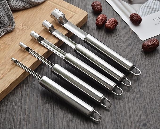 Yiasangly Fruit and Vegetable Corer Tool, Multi-Function Stainless Corer and Pitter Remover Set for Apple, Pear, Cherry, Jujube, Red Dates, Berry, Chili, Jalapeno Pepper, Tomato, potato - 6 Pieces