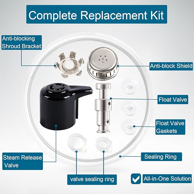 Replacement Parts for Instant Pot Duo/Duo Plus 5&6QT, 10Pcs Set with Steam Release Valve, Sealing Ring, Float Valve replacement for Instant Pot, lid replacement for Instantpot IP-DUO50 IP-DUO60