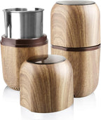 COOL KNIGHT Herb Grinder [large capacity/fast/Electric ]-Spice Herb Coffee Grinder with Pollen Catcher/- 7.5" (Wood grain)