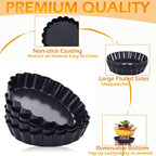 Tart Pan Set, 10 & 9 Inch Tart Pans with 5 & 4 Inch Mini Tart Pans Removable Bottom, Quiche Pan Carbon Steel Heavy Duty Nonstick Pie Pan- Fluted Edges for Baking Fruit Tartets, Pastries