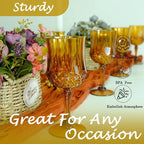 Plastic Wine Glasses, Plastic Goblets Vintage Style Cordial Unbreakable Drinking Glasses, Reusable Drinkware for Wedding Reception, Grand Event Party Supplies (24, Amber)