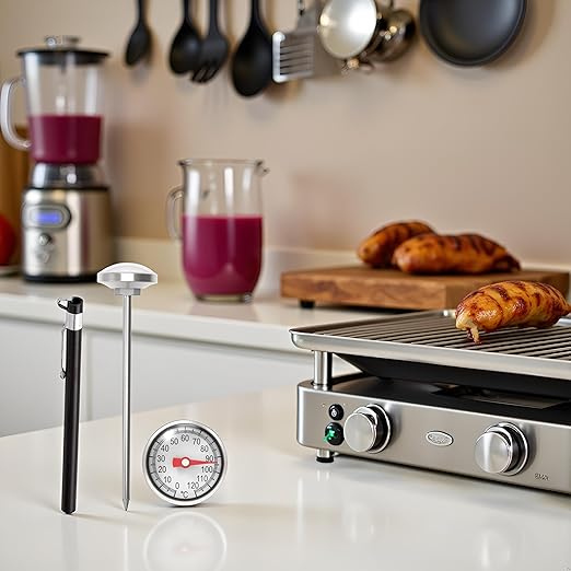 Black Kitchen Food-Cooking Meat Coffee Thermometer, Physical Sensing Stainless Steel Thermometer for Milk Foam Frothing Chocolate Water Grill, Turkey, BBQ Thermometers and Timers