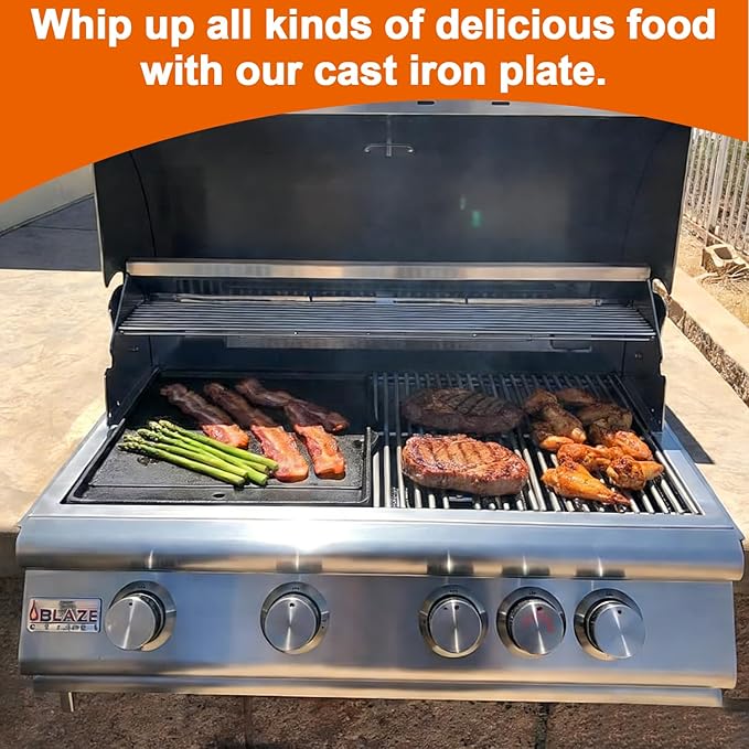 Half Size Griddle Insert for Blaze 3, 4 and 5 Burner Grills Reversible Cast Iron Griddle Plate for Summerset Sizzler 32", 40" and AOG 24'' T Series Flat Top Griddle for RCS 32" Grills