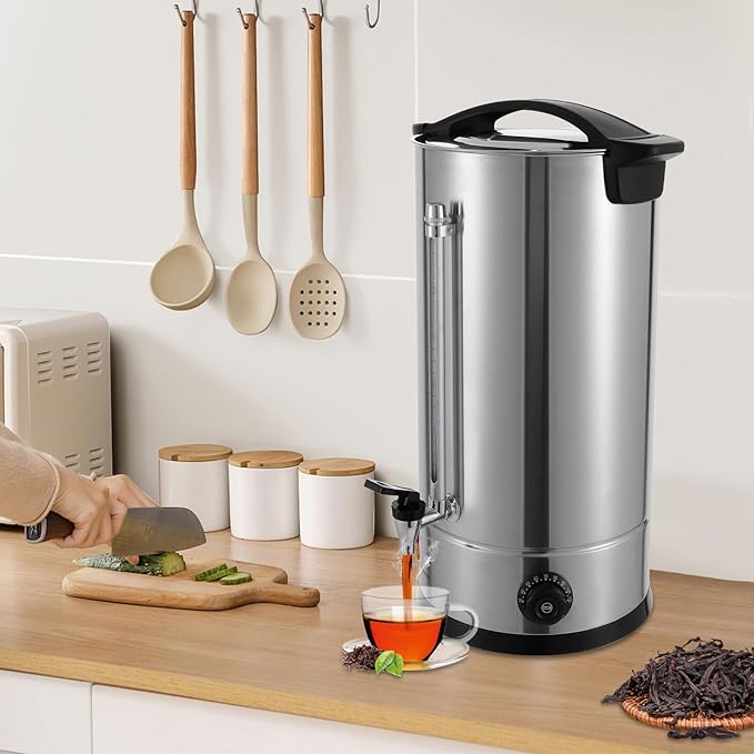 Coffee Urn, 160 Cup Coffee Percolator Commercial Coffee Maker, 25L Stainless Steel Coffee Maker Hot Water Beverage Dispenser Electric Coffee Urn For Catering, Wedding, Party (25L)