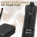 MISETTO Manual Coffee Grinder with CNC Stainless Steel Conical Burr - External Adjustable Setting,Double Bearing Positioning,French Press Coffee,Pour Over for Hand Grinder Gift