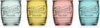 Glaver's Set Of 4 Original Mason Collins Glasses Assorted Colored Drinking Glasses For Juice Smoothies Cocktails Fine Beverage Glass Cups (Original Mason Whiskey Colored 13 OZ.)