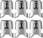 Champagne Stopper 6 Pack Stainless Steel Champagne Save with Food Grade Silicone, Leak-Proof Bubble Retaining Saver, Suitable for Champagne Prosecco Cava and Sparkling (Silver)