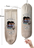 Hglian Cat Plastic Bag Holder,Cute Grocery Bag Holder Dispenser Organizer Storage,Cute Kitchen Decor Gifts for Women Coffee Cat Lover