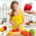 Red Bell Pepper Seed Corer, Stainless Steel Fruit Vegetable Quick Corers and Cave Tools
