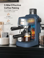 KEENSTAR 3.5Bar Espresso Machine with Milk Frother, 800W Compact Espresso and Cappuccino Machine with Preheating Function, 4 Cup Espresso Maker for Cappuccino or Latte, Gift for Coffee Lover Update