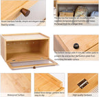 ETMI Bamboo Bread Box for Kitchen Counter-Large Capacity Bread Storage Container Farmhouse Bread Box with Window Bread Holder