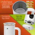 Milk Frother, Electric Milk Frother and Steamer 4 in 1 Automatic Coffee Steamer Frother, 11.8OZ / 350ML Warm and Cold Foam Frother for Coffee,Latte, Cappuccino, Macchiato, Hot Chocolate (White)