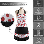 Vintage Floral Apron for Women with Functional Pockets Adjustable Neck Strap for Cooking Baking Mother's Gift