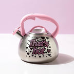 Paris Hilton Whistling Stovetop Tea Kettle, Stainless Steel with Color Changing "That's Hot" Heat Indicator Design, Soft Touch Handle, 2.5-Quart, Pink