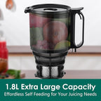 Cold Press Juicer,Fretta Juicer Machines with American-Sourced PCTG Material and 5.3" Extra Large Feed Chute,Fit Whole Fruits & Vegetables,BPA Free 250W(Red,1.8L)