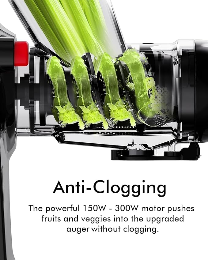 SIFENE Cold Press Juicer, 2nd Gen Dual Wide Mouth Slow Masticating Juicer for Whole Fruit, Celery & Ginger, High Yield Extractor, Quiet Motor, Reverse Function, Red