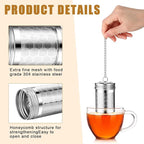 Umigy 4 Pcs Tea Infuser Strainers for Loose Tea with Scoop, Extra Fine Mesh Steeper 304 Stainless Steel Diffuser Leaf Holder with Extended Chain Hook for Brew, Spices, Seasoning, Silver