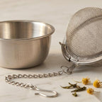 Calico Cat Tea Infuser Set - Adorable Tricolor Kitty Hook, Fine Mesh Loose Leaf Tea Steeper, Stainless Steel, No Mess, 1 Pack (Brushed Silver)