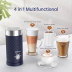 SIMPLETASTE Milk Frother, 4-in-1 Electric Milk Steamer, Automatic Warm and Cold Foam Maker and Milk Warmer for Latte, Cappuccinos, Macchiato