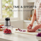 MEGAWISE Electric Food Chopper 800W, Dual-Speed Meat Grinder with1.2L 304# Stainless Steel Bowl & 2.2L Glass Bowl, BPA-Free Food Processor for Meat, Vegetables, and Nuts