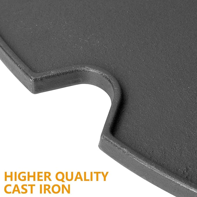 BBQ-PLUS Cast Iron Cooking Griddle for Weber Traveler Portable Gas Grill, Rectangular, Black, 12.5 x 13.4 inch