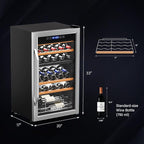 ROVSUN 33 Bottle Wine Fridge, Dual Zone Wine and Beverage Refrigerator with Independent Temp & LED Control Panel, Freestanding Wine Cooler Chiller for Red White Wine, Champagne, Beer