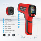 -40℉~2912℉ MESTEK Infrared Thermometer Temperature Gun,50:1 Dual Laser High Temp Thermometer with Thermocouple Probe, Non-Contact Industrial Pyrometer for Engine, Kiln, Forging, Industrial Use