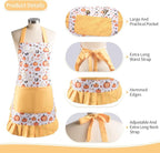 Vintage Floral Apron for Women with Functional Pockets Adjustable Neck Strap for Cooking Baking Mother's Gift