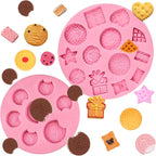 Cookie Fondant Molds, Mini Cake Decorating Silicone Mold Set of 2, Perfect for Cupcake Toppers, Cookie Dough, Sugar Craft Glue, Candy Chocolate, Flower Paste, Clay, Resin, Gypsum