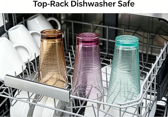 8-Piece Ombre Tumbler Set, 20oz Plastic Drinking Glasses, Assorted Colors, Shatterproof BPA-Free Drinkware, Large Stackable Cups for Patio, Pool, Gift, Everyday Use, Top-Rack Dishwasher Safe