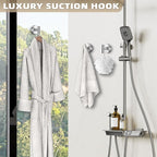 Suction Cup Hooks for Shower - Bathroom Reusable Hooks for Towels, Robes & Loofah - No-Drill Mounting on Kitchen,Walls,Metal,Glass,Mirrors,Tile & Smooth Non-Porous Surfaces (2, Brushed Nickel)