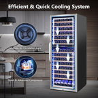 24" Wide Dual-Zone Wine Fridge 154-Bottles, Tall Freestanding/Built-in Wine Cooler Refeigerator, Large Capacity Dual Zone Wine Cellar For Wine Collection, Low Noise and Fast Cooling