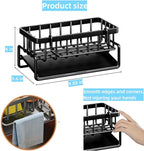Sponge Holder for Kitchen Sink, Kitchen Sink Caddy Rustproof 304 Stainless Steel Dish Sponge Organizer with Detachable Dishcloth Rack Bathroom Organizer Dish Soap Dispenser Brush Holder Storage