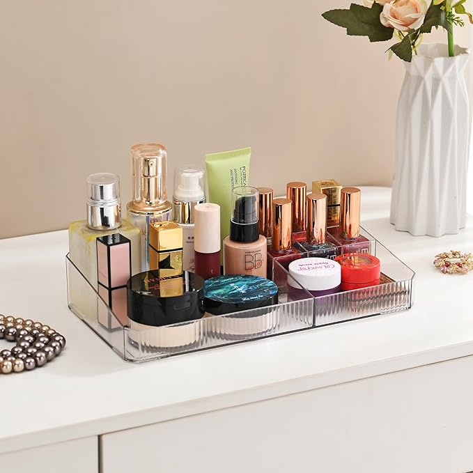 ZHIAI stackable storage drawers, acrylic storage rack, cosmetics and beauty products organizer, suitable for makeup room, bathroom, pantry, home bedroom storage