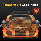 26QT Electric Roaster Oven, Electric Turkey Roaster with Viewing & Self-basting Lid, Stainless Steel Turkey Roaster Oven, Blue