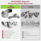 Magnetic Measuring Cups & Spoons Set|304 Stainless Steel Dual Scale Set of 15, Strong N52 Magnetic Nesting Design with Leveler, for Dry&Liquid Ingredients, Dishwasher Safe(Black)