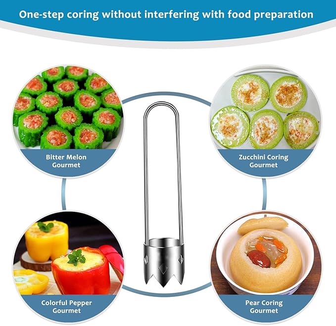 Red Bell Pepper Seed Corer, Stainless Steel Fruit Vegetable Quick Corers and Cave Tools